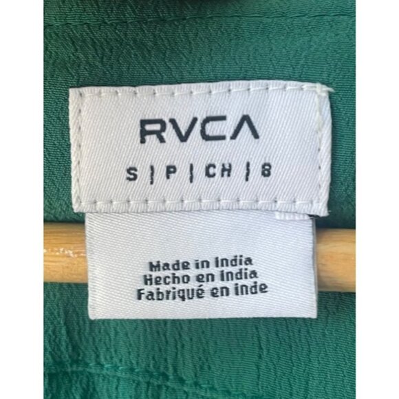 RVCA Short Sleeve Button Front Mini Dress Size S Kelly Green Y2K Preppy Twee - Picture 8 of 10